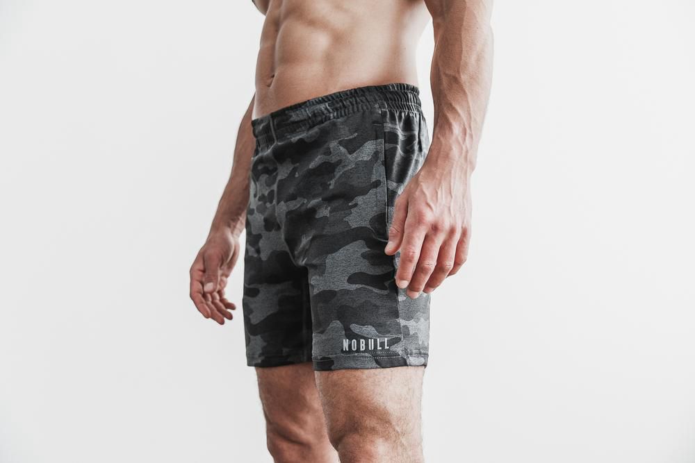 NOBULL Men's Lightweight Knit 7" Shorts - Charcoal Camo - Ireland (2069KURTE)